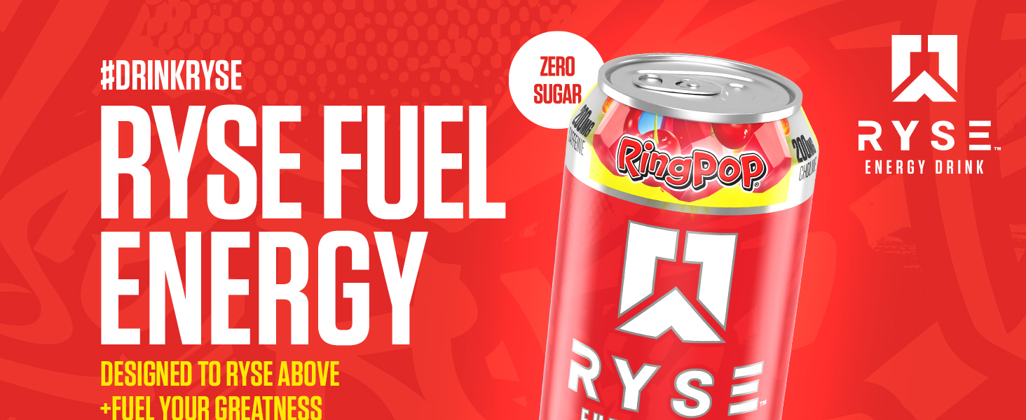 RYSE Energy Drink Ring Pop Cherry Banner Image 1