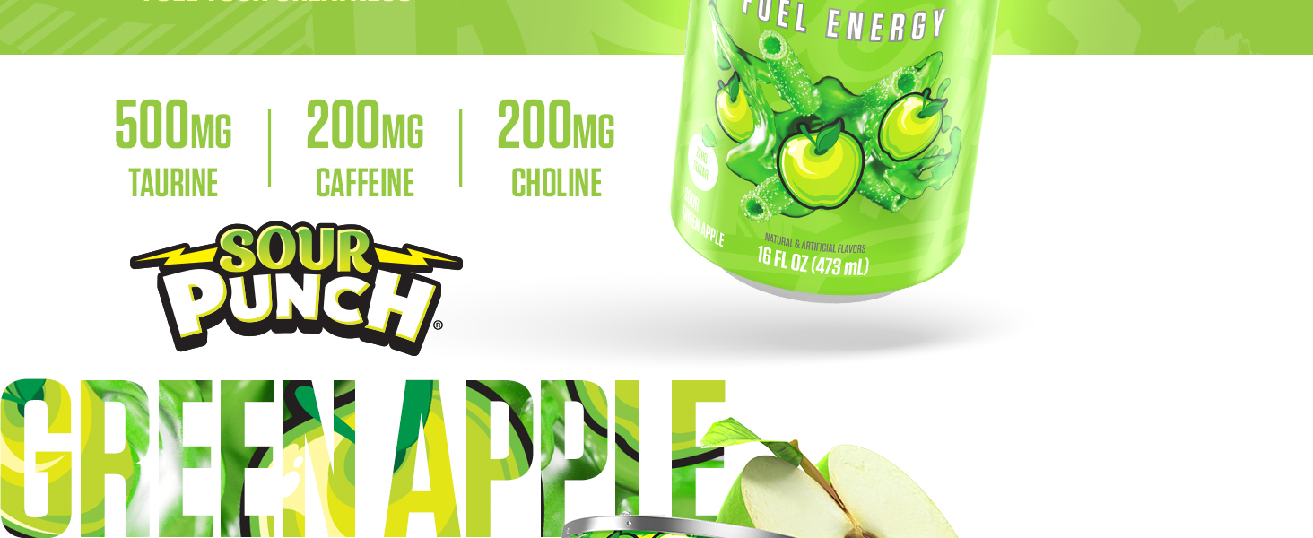 RYSE Energy Drink Sour Punch Sour Green Apple Banner Image 2