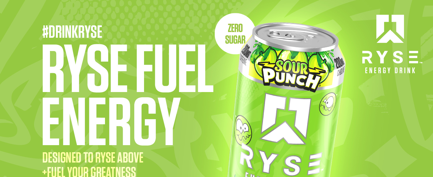 RYSE Energy Drink Sour Punch Sour Green Apple Banner Image 1
