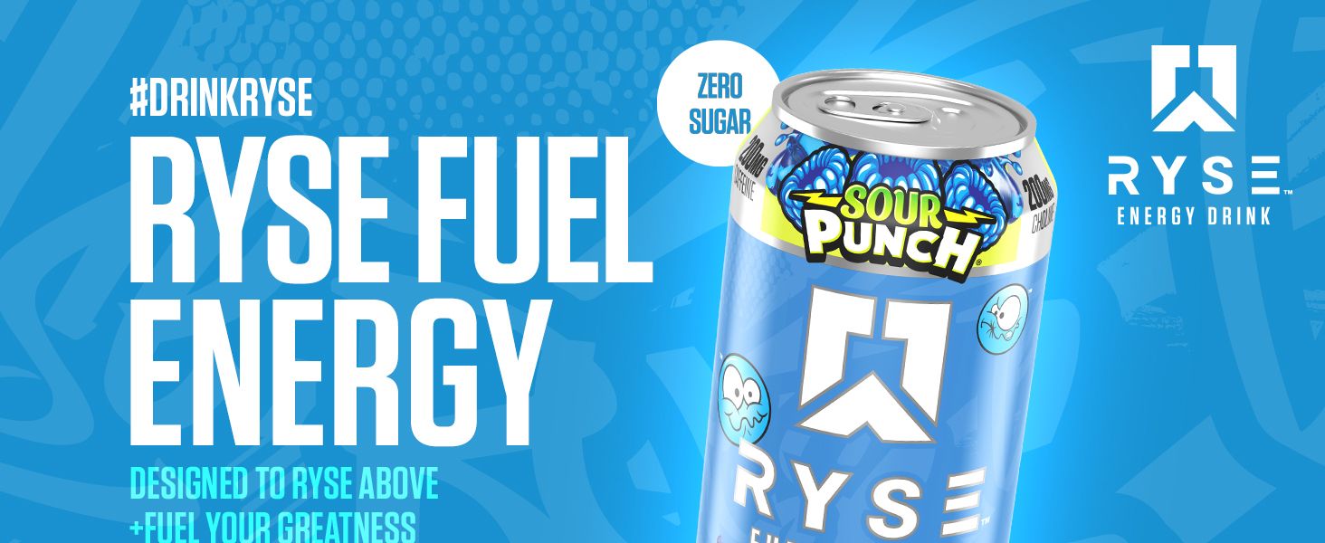 RYSE Energy Drink Sour Punch Sour Blue Raspberry Banner Image 1